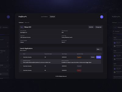 Nova — Dashboard for Satellite Tracking company crm dashboard design space tracking ui ux