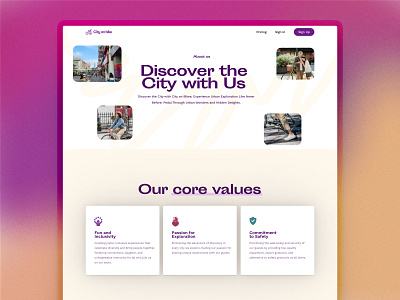 City on bike/ About us page branding design graphic design ui ux website