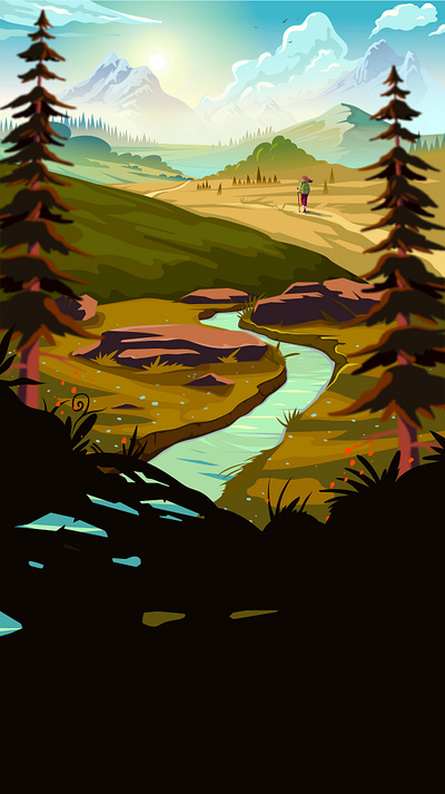 Parallax landscape adobe illustrator background forest hills illustration landscape mountains nature parallax svg vector web