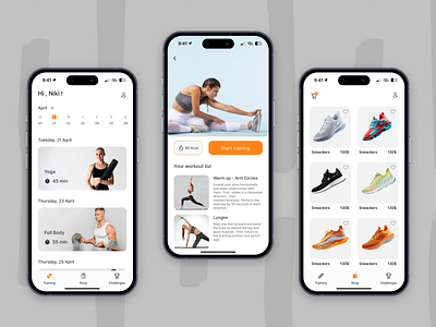 Fitness App branding design design trends exercise fitness fitness app fitness tracking health illustration mobile app mobile design mobile ui online shop planning shop shopping store training uiux uiux design