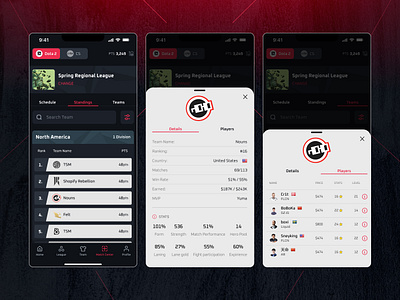 Match Center - Team details android app center csgo design details dota esports fabulo gaming ios match mobile team ui ux