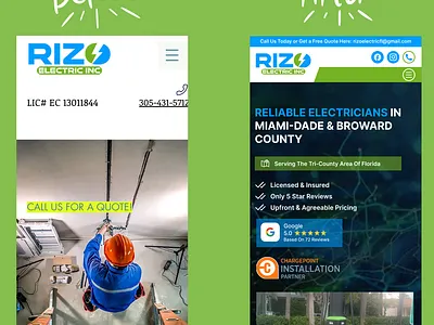 Rizo Electric's Before & After branding design graphic design illustration logo ui ui design uiux web design webdesign website design website development wordpress wordpress design wordpress website