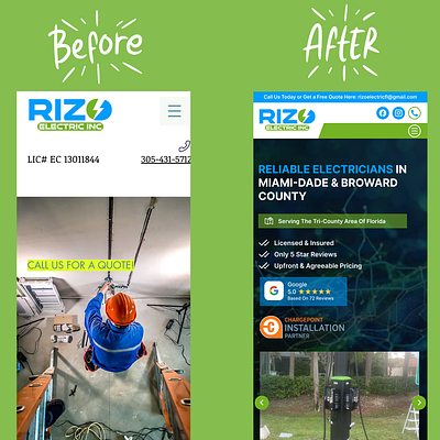 Rizo Electric's Before & After branding design graphic design illustration logo ui ui design uiux web design webdesign website design website development wordpress wordpress design wordpress website