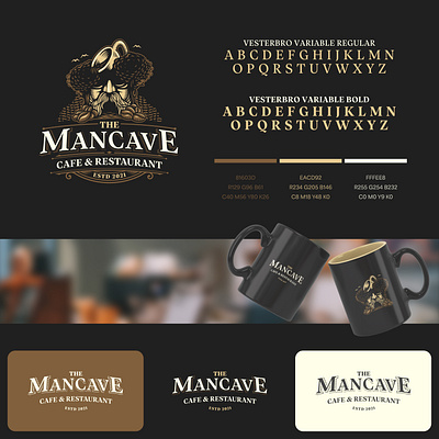 THE MANCAVE BRANDING brand guidelines branding business logo cafe and restaurant classic logo coffee shop graphic design illustration logo symbol wordmark