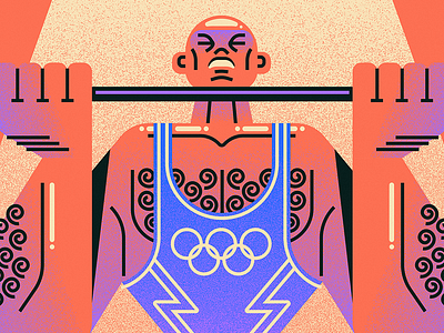 Weightlifter character illustration olympics sport stylised texture vector weightlifting