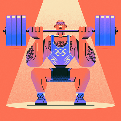 Weightlifter character illustration olympics sport stylised texture vector weightlifting