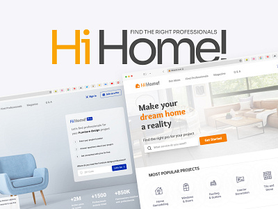 Hi Home! - Find the right professionals / UI/UX Design blog graphic design hi home house building interior design logo ui ui design ux design web design weblog