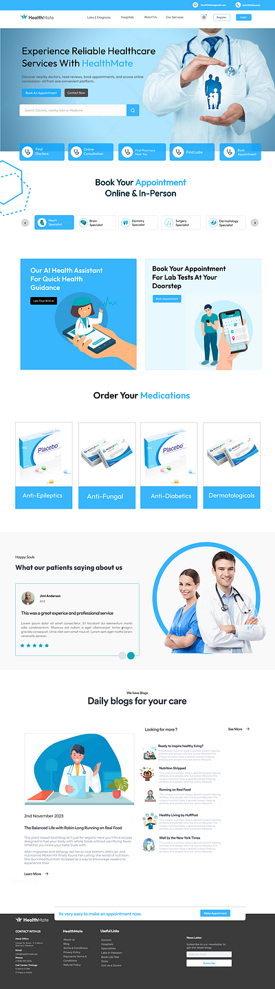 Doctor Website Design designer doctor website figma graphic design ui uiux ux website