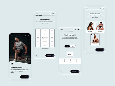 App Onboarding Design app design app onboarding checklist onboarding figma fitness minimal mobile mobile app onboarding ui ui design uiux