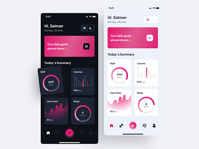 Sport Apps Mobile (Light & Dark) Theme analytics appdesign cards chart data filter fitness gym mobile mobile design mobiledesign pixplayer record search sport tabs ui ui8 uikit ux