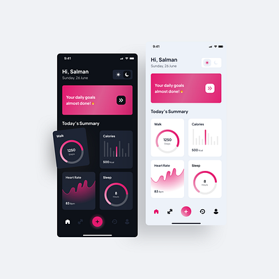 Sport Apps Mobile (Light & Dark) Theme analytics appdesign cards chart data filter fitness gym mobile mobile design mobiledesign pixplayer record search sport tabs ui ui8 uikit ux