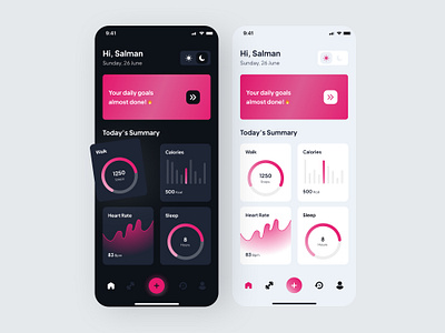 Sport Apps Mobile (Light & Dark) Theme analytics appdesign cards chart data filter fitness gym mobile mobile design mobiledesign pixplayer record search sport tabs ui ui8 uikit ux