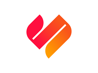 S + hot heart mark design fire geometry graphic design heart hot icon logo mark minimalism s