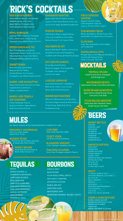 Waterfront Cocktail Menu alcbev design graphic design menu typography vector