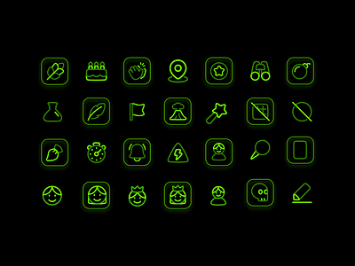 Neon Style Icons - New Set Launching Soon branding cyberpunk design flat icons illustration illustrator logo minimal neon scifi trendy vector web