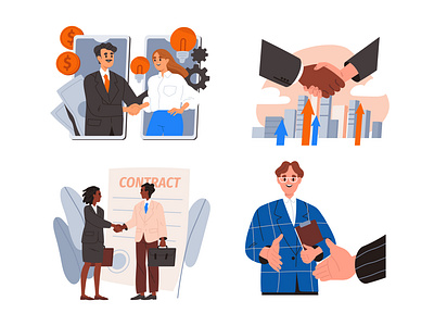 Flat vector illustrations of business partnership art character design drawing flat illustration flat style graphic design illustration illustration set