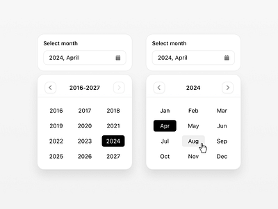 Date picker calendar component dashboard date dropdown field hover input picker select setting system