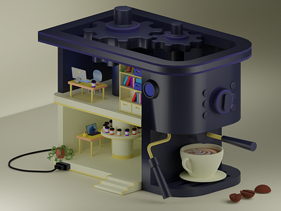 Coffee Machine☕? 3d animation blender branding cafe coffee coffee machine coffee shop colorful computer cup design figma graphic design illustration laptop logo office shop ui