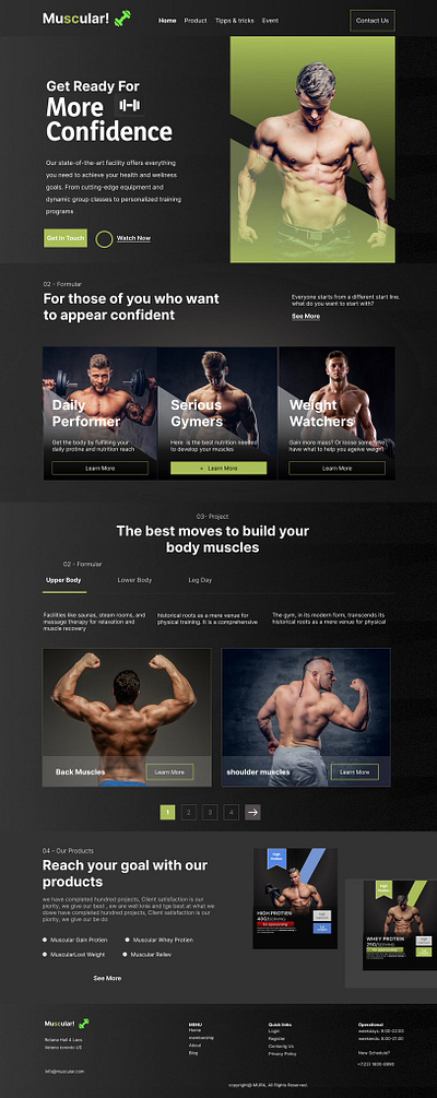 Gym webpage branding ui