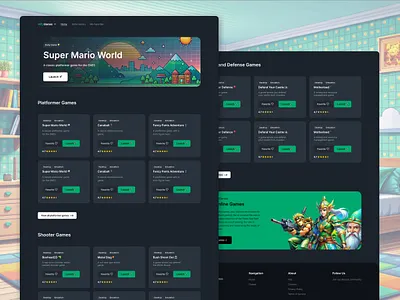 Landing page design : free online games game design landing page online games retro ui ui design ux video games web design
