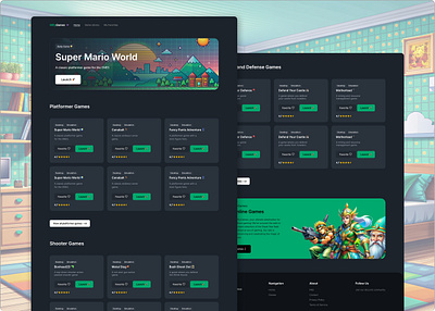 Landing page design : free online games game design landing page online games retro ui ui design ux video games web design