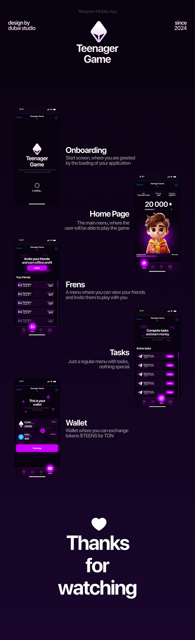 Teenager Game / Telegram Mini App brand game graphic logo telegram ui uiux