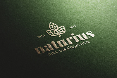 Three Leaves Logo - Naturius badge logo brand brand logo elegant for sale identity leaves logo logo logo design logotype luxurious luxury minimalist nature product template
