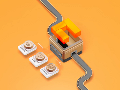 Cobbai ticket machine 3d animation buttons cube illustration machine motion road tech ticket