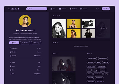 #DailyUI 006 | Profile page on casting directory. acting actor directory profile profile page ui website