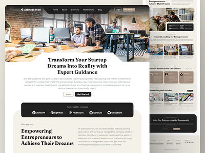 StartupSensei - Startup Coaching Service Landing Page coaching landing page coaching website figma figma template landing page landing page template startup startup coaching startup website