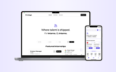 Internship Job Board | Protégé | Mobile App & Landing Page apply design intern internship job board landing page mobile app recruiters ui ux website