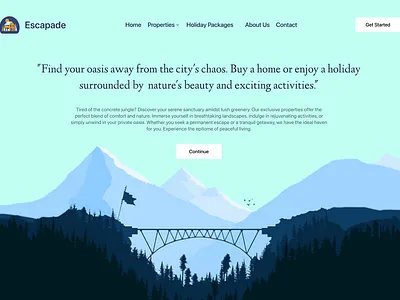 Escapade - Landing Page animation branding figma illustration landing page motion graphics ui ux web design