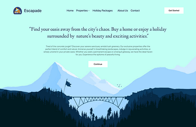 Escapade - Landing Page animation branding figma illustration landing page motion graphics ui ux web design