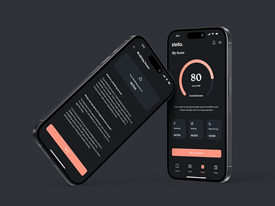 Telematics/Driving Score App Concept (Dark) app application branding concept dark dark mode driver score driving score interface minimal mobile mobile app mobile interface telematics ui uidesign uimobile uiux ux