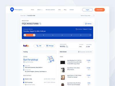 Track order Page app component design graphic design interface logistic order platform design product design shipping startup tracking ui uiux ux visual design web design