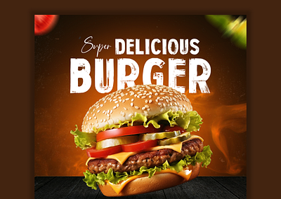 Social media Post banner burger classy design fire food graphic design logo marketing open soon poster simple social media