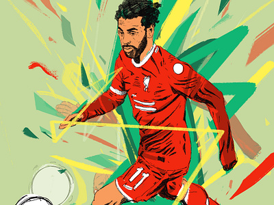 Mo Salah arunas kacinskas character design football football illustrated football illustration football player footballer illustrated illustrated football illustration illustrator liverpool liverpool fc mo salah people portrait portrait illustration procreate soccer