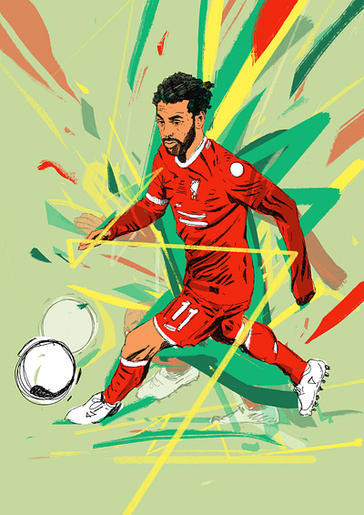 Mo Salah arunas kacinskas character design football football illustrated football illustration football player footballer illustrated illustrated football illustration illustrator liverpool liverpool fc mo salah people portrait portrait illustration procreate soccer