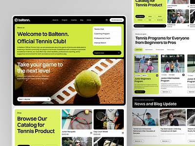 Tennis Landing Page clean fireart game olympic rocket tennis ui ux