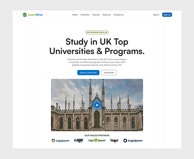 LearnWise - Your gateway to world-class education. figma hero section landing page ui uiux user experience user interface ux web design