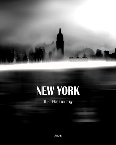 NY Poster adobe black and white bw graphic design illustration mysterious new york ny photoshop poster sketch uiux