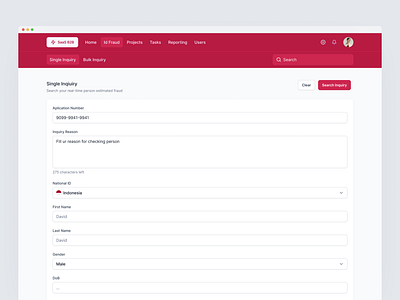 Single Inquiry - Fraud Investigation app b2b dashboard design figma fraud ui ux
