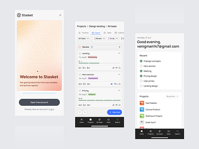 Task management - Mobile app app concept dashboard design figma kanban mobile mobile app task board task management time track time tracker timer ui uiux userexperience ux visual design web webdesign