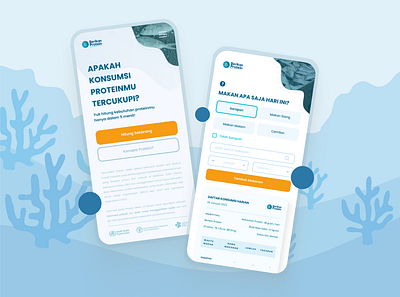 Protein Meter - Health & Nutrition Calculator Web App (Mobile) app design blue app blue website fish app fish website health app health app design health website mobile app mobile design nutrition app ocean app sea app ui ui design uiux user experience user interface ux web design