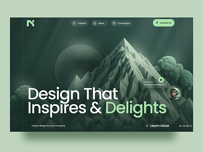 Design inspiration 3d branding design green inspiration logo mountains new ui ux web website