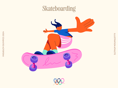 Skateboarding character illustration illustrationathlete illustrator miguelcm olympics skateboarding