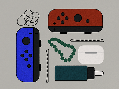 Nightstand Essentials bed bobby bracelet game hair joycon nintendo pin serum switch table texture