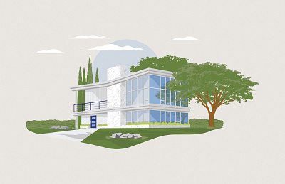 Modern House Illustration graphic design house illustration midmod modern perspective