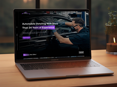 Automobile Website Design automobile web design branding car detailing web design clean and minimal design dark theme web design dark web design design landing page purple website design trending web design ui ui design website design