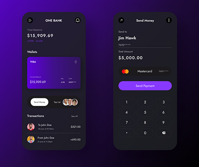 One Bank(Personal Project) banking app figma graphic design mobile app design typography ui ux